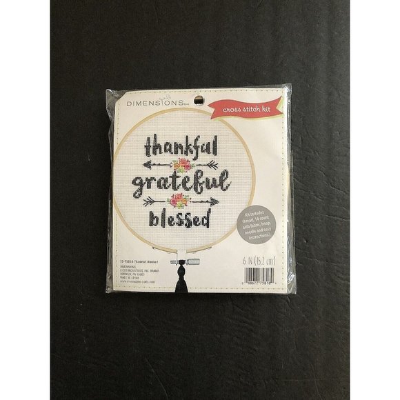 Dimensions Counted Cross Stitch 14 Ct Thankful Grateful Blessed 6 Inch Hoop - Picture 6 of 7